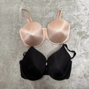 Secret Treasures Lot of Two Bras Black T-Shirt and Nude Strapless Size 40DD